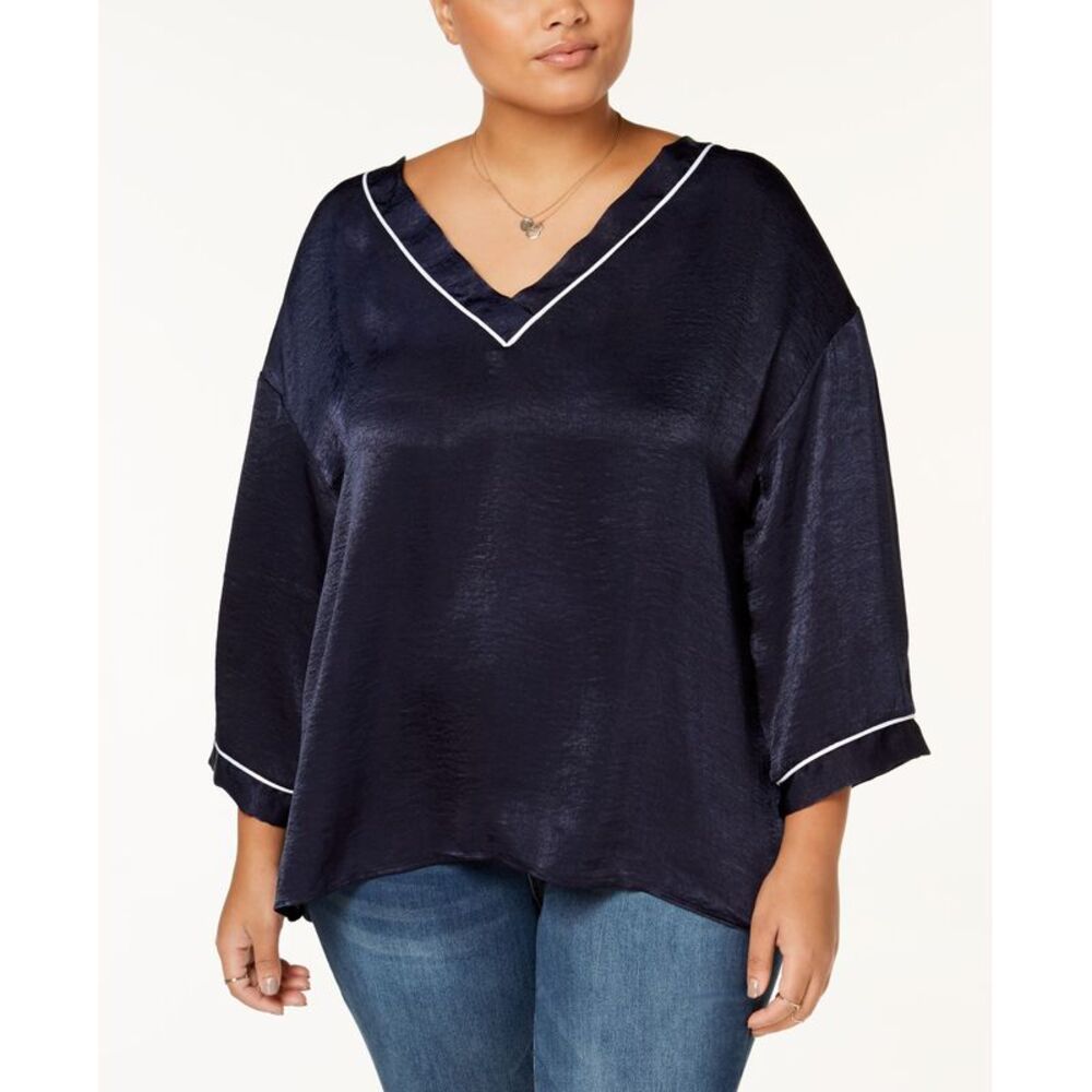 Ing Trendy Plus Size Contrast Trim Top